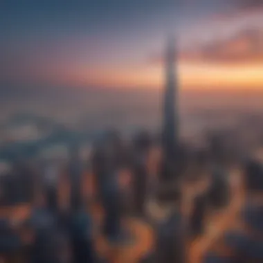 Panoramic view of Dubai skyline featuring Al Ameer Tower