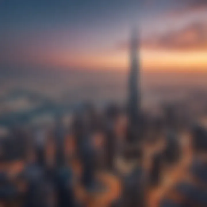 Panoramic view of Dubai skyline featuring Al Ameer Tower