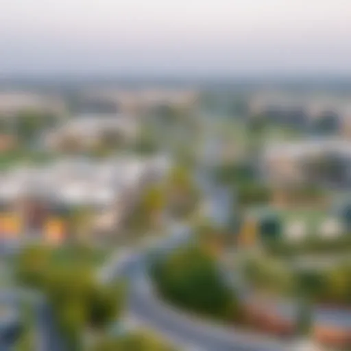 A panoramic view of the Al Khail community showcasing modern architecture and greenery