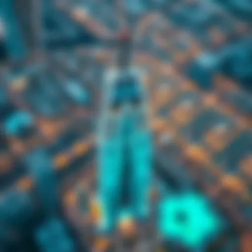 Aerial view of Al Maktoum Building showcasing its unique architectural design
