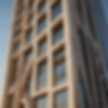 Close-up of the facade of Al Safa Tower highlighting its modern design elements