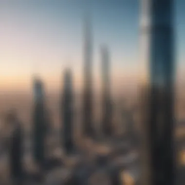 Panoramic view of Dubai skyline with BM Tower as a focal point