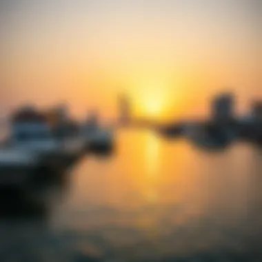 Sunset at Dubai Creek A serene view of the Dubai Creek at sunset, highlighting the natural beauty surrounding Bur Dubai