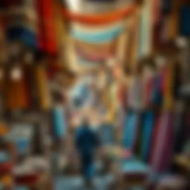 The bustling atmosphere of the textile market in Bur Dubai, reflecting its cultural diversity