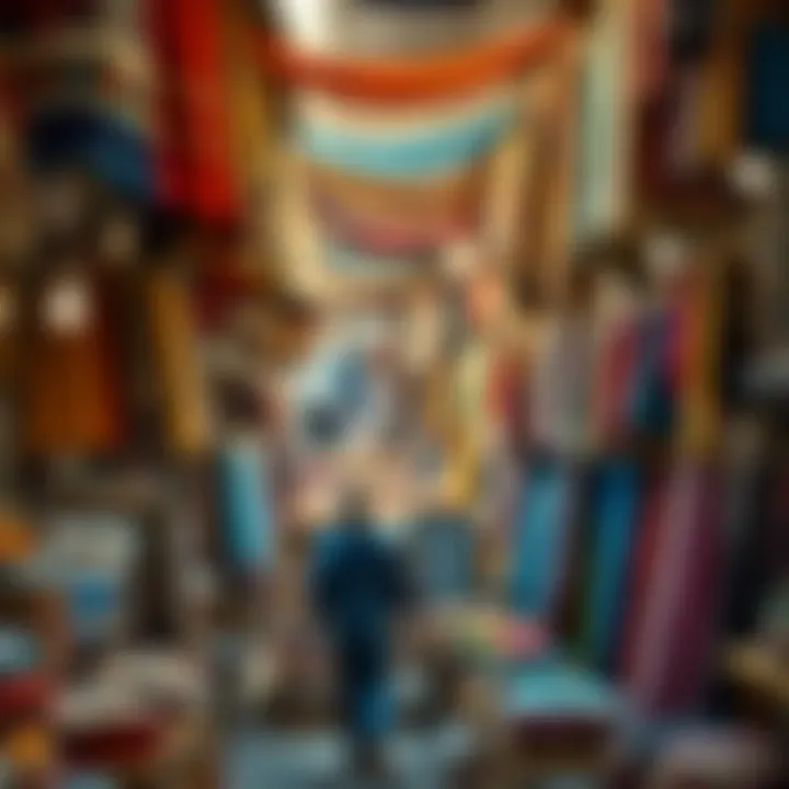 The bustling atmosphere of the textile market in Bur Dubai, reflecting its cultural diversity