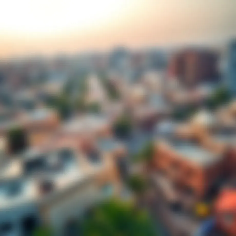 Aerial view of the vibrant Frij Murar neighborhood showcasing its unique architecture and layout