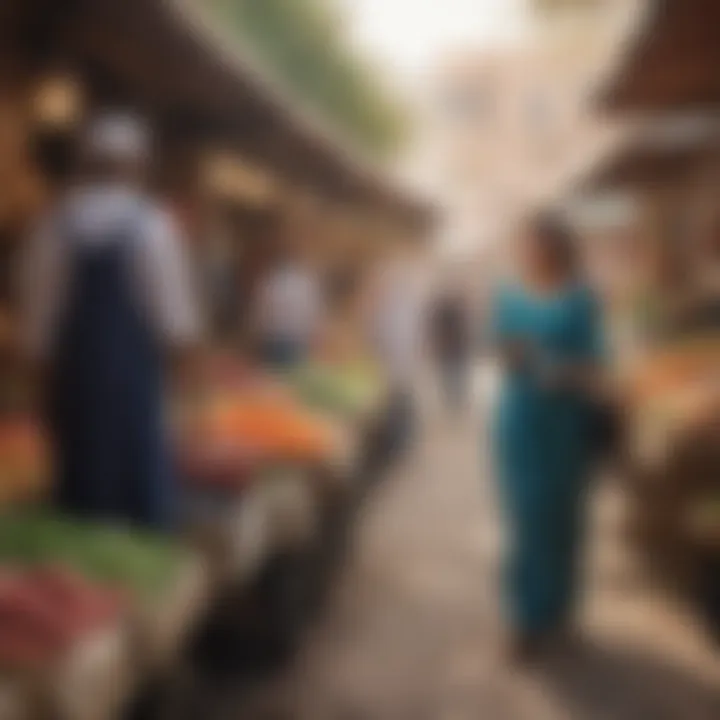 Local market scene in Discovery Gardens reflecting cultural diversity