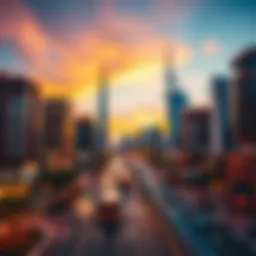 Stunning view of Dubai Festival City's skyline at sunset