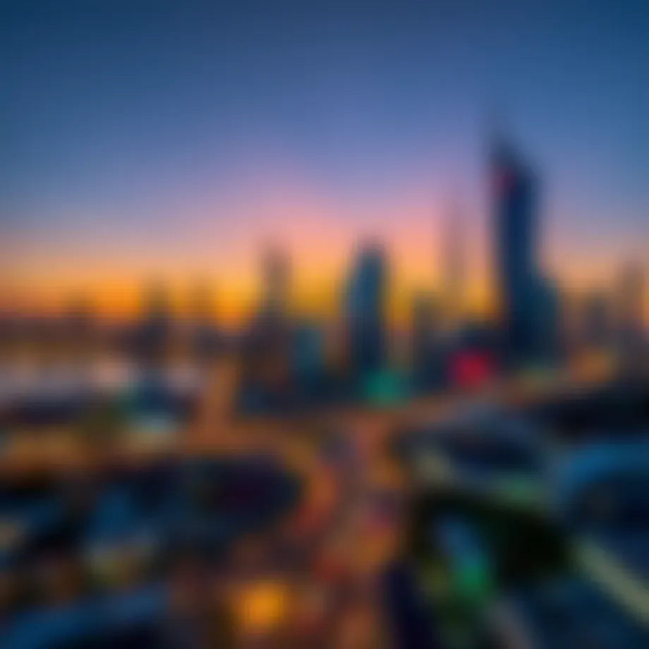 Stunning view of JLT skyline at sunset