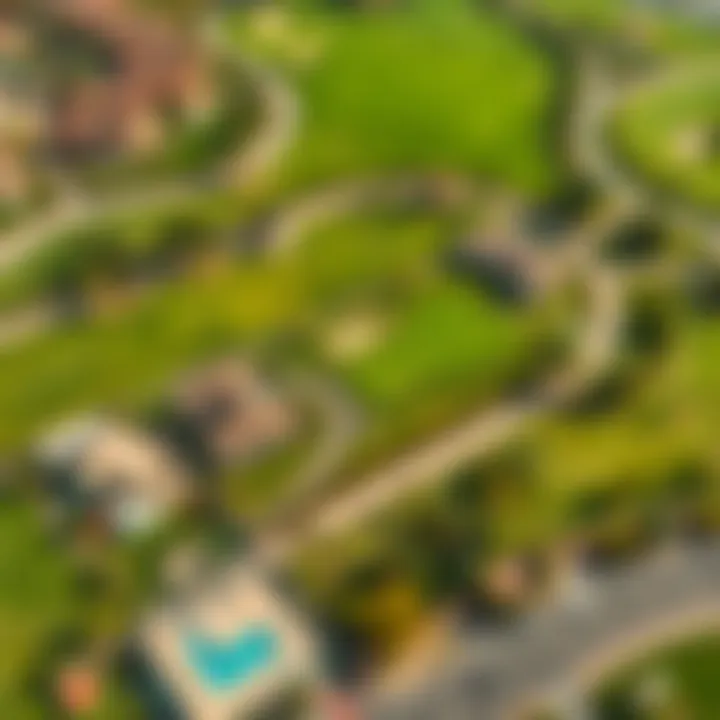 Stunning aerial view of Emirates Golf Club villas showcasing the lush greenery