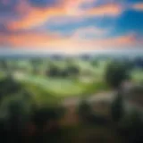Aerial view of the lush fairways at Jumeirah Golf Course