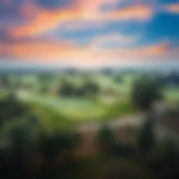 Aerial view of the lush fairways at Jumeirah Golf Course