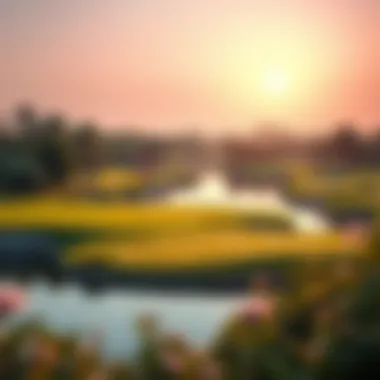 Scenic Landscape with Water Hazards The scenic landscape featuring water hazards and greenery at Jumeirah Golf Course