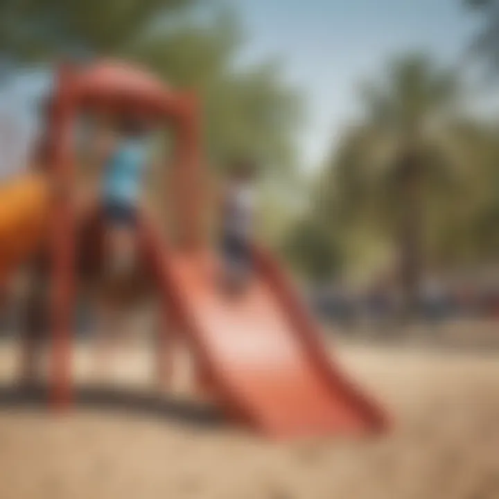 Children playing in the playground at Mashriq Park