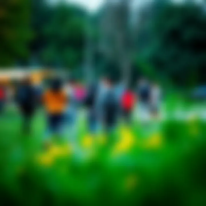 Community members engaging in a park event, showcasing unity and diversity