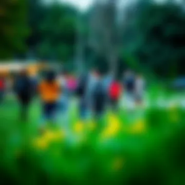 Community Engagement in the Park Community members engaging in a park event, showcasing unity and diversity