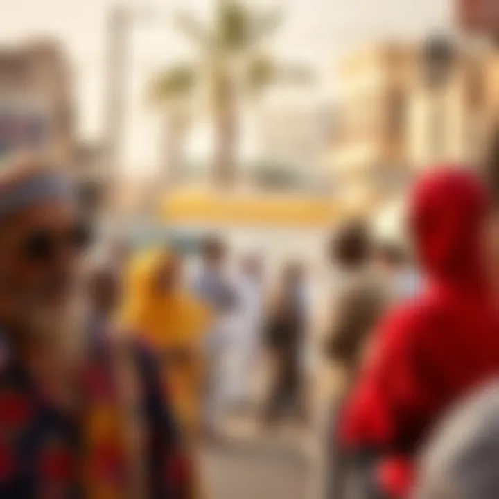 A community gathering in Satwa showcasing social interactions.
