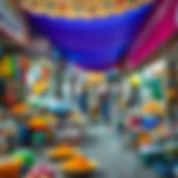 A vibrant market scene in Satwa illustrating local culture.