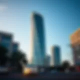 A stunning view of the Remal Tower showcasing its unique architectural design