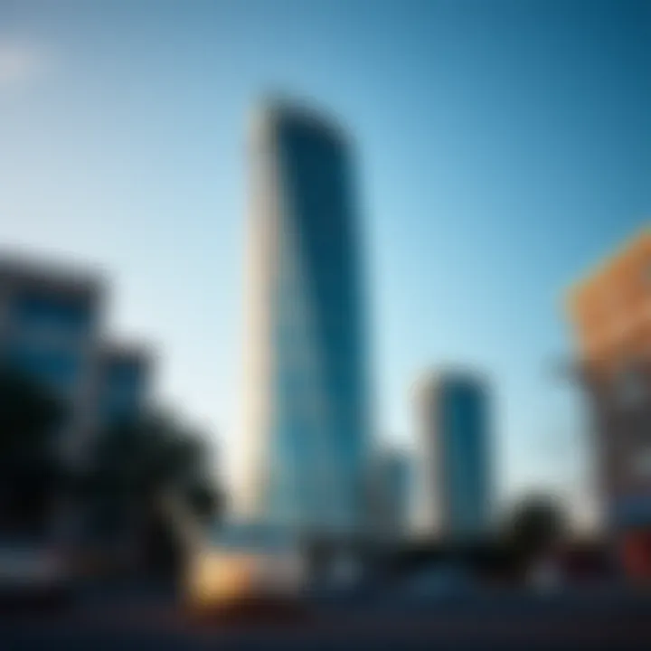 A stunning view of the Remal Tower showcasing its unique architectural design