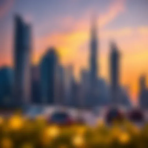 Stunning skyline of the Trade Centre District at sunset