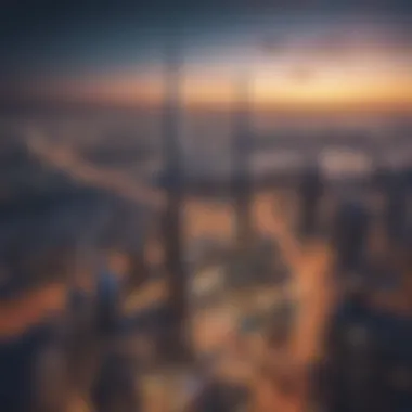 Breathtaking Skyline of Dubai Featuring Wasl Tower Stunning view of Wasl Tower against the Dubai skyline