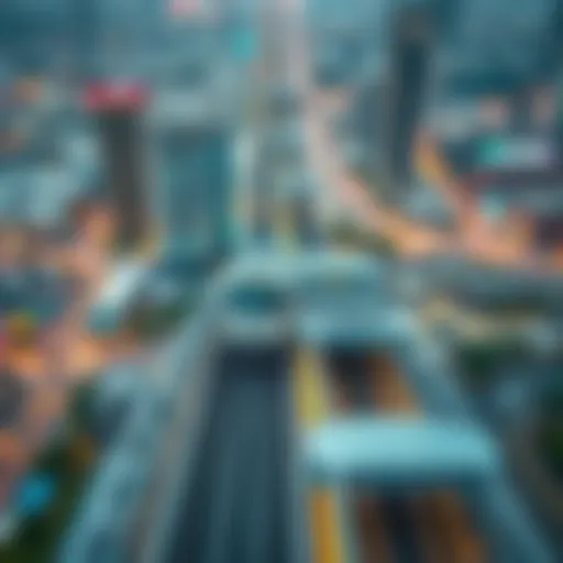 Aerial view of metro station near International City