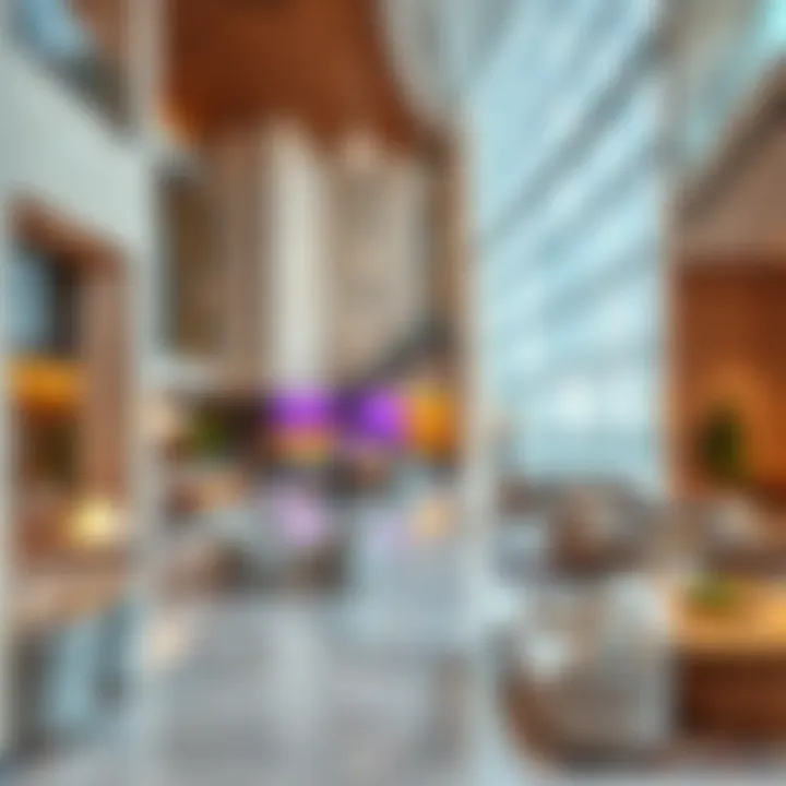 Stylish lobby area with contemporary decor at Rove Hotel