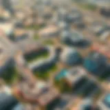 Aerial view of Silicon Oasis showcasing its modern architecture and green spaces