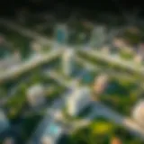 Aerial view of The Greens community showcasing greenery and residential buildings