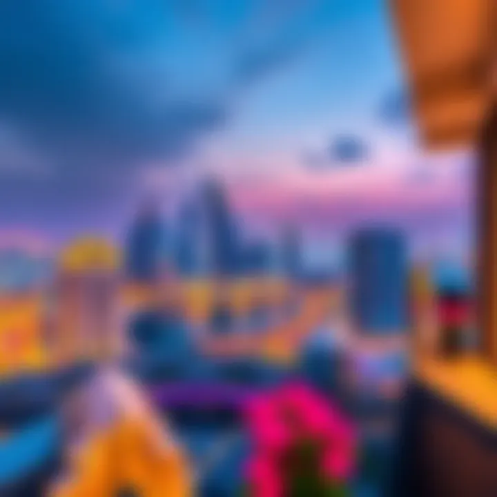 Stunning skyline view from the balcony of a Tiara Residence apartment