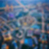 Aerial view of International City showcasing its unique layout