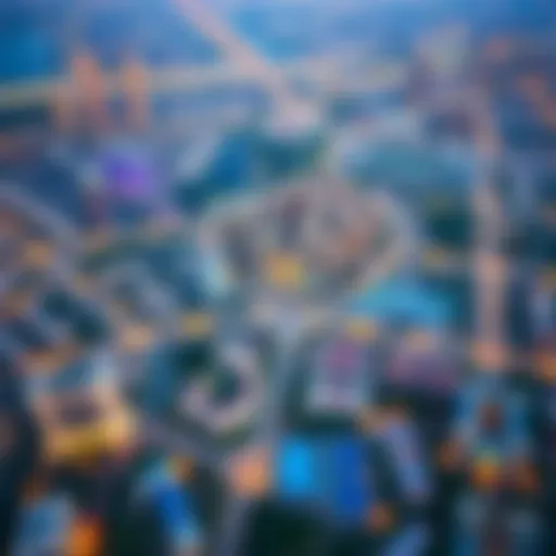 Aerial view of International City showcasing its unique layout