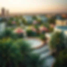 A picturesque view of Wasl Village showcasing its modern architecture and lush greenery